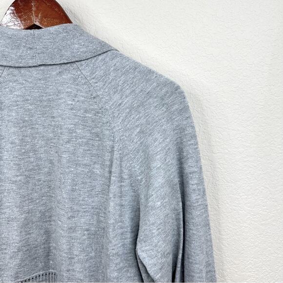 NEW Banana Republic Women’s Heather Gray Pointelle Cardigan Sweater Size L - Picture 7 of 13